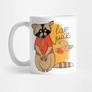 Funny cartoon raccoon and carrot Mug